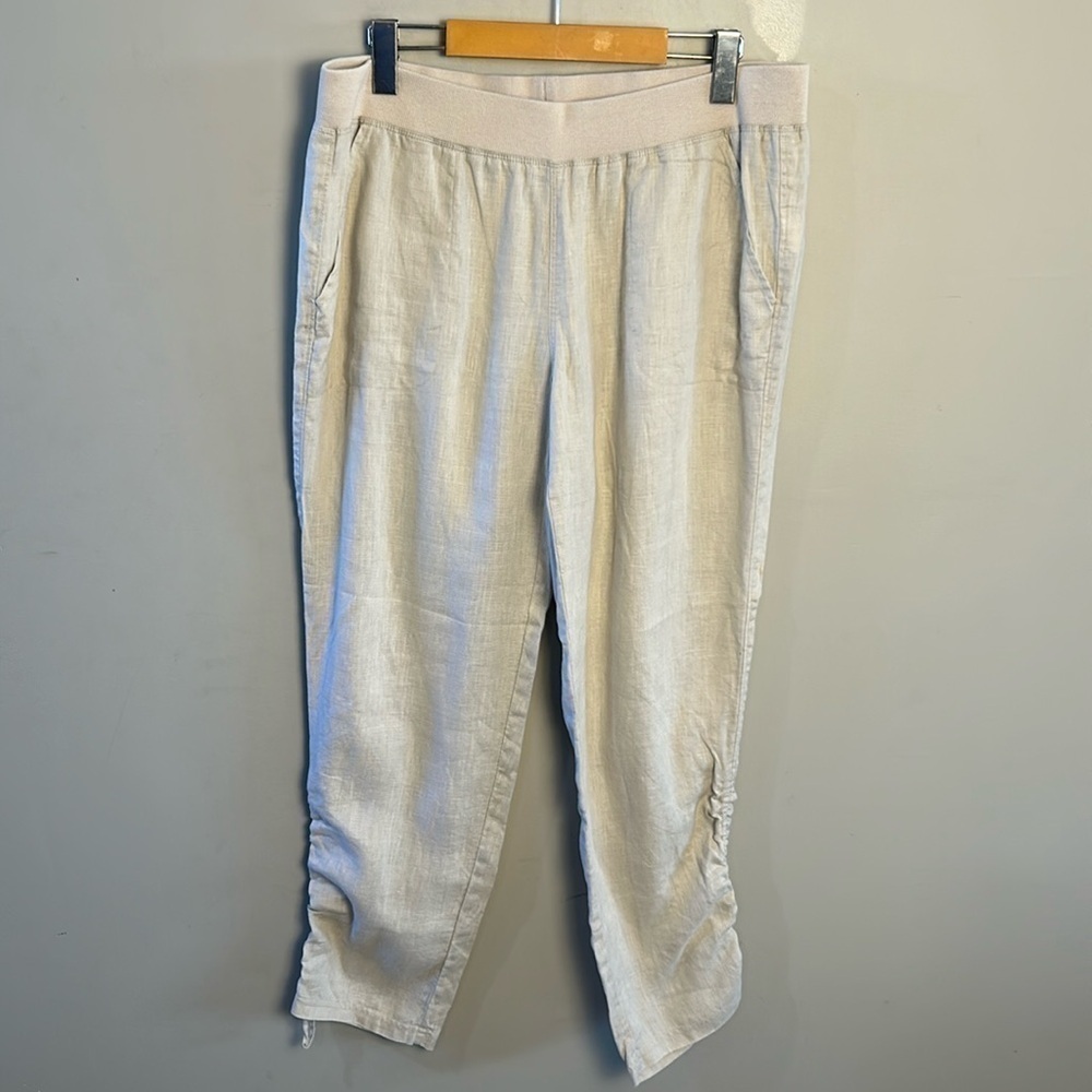 Ellen Tracey 100% Linen Pant Lightweight Adjustable Leg Length Women's Size M